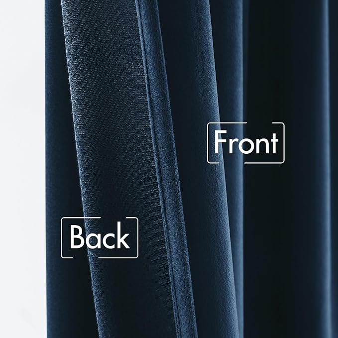 MIULEE Navy Blue Velvet Curtains 52x108 inches Luxury Blackout Curtains | - Image 6