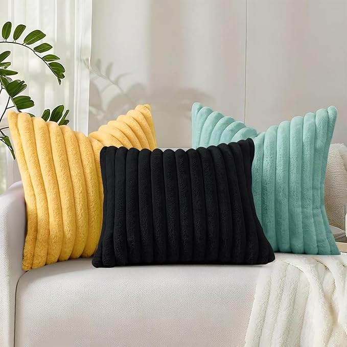 decorUhome Summer Cozy Faux Fur Throw Pillow Covers 16x16 Set of 2 Decorative - Image 9