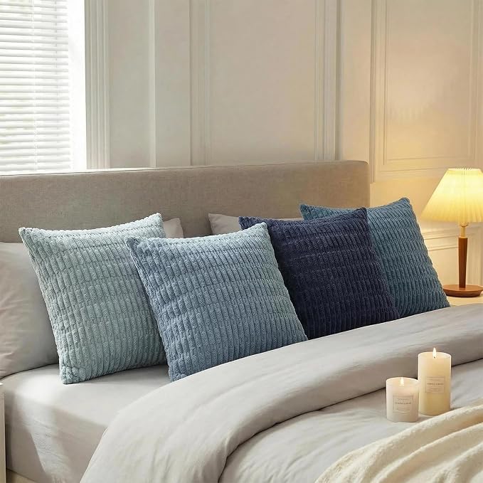Fancy Homi Set of 4 Blue Decorative Throw Pillow Covers 16x16 Inch - Image 3