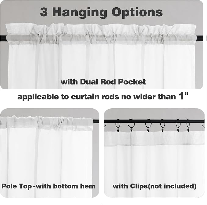 Chyhomenyc White Sheer Curtains 84 Inches Long 2 Panels | Light Filtering - Image 3