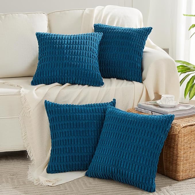 Fancy Homi 4 Packs Teal Decorative Throw Pillow Covers 16x16 Inch by Fancy+Homi