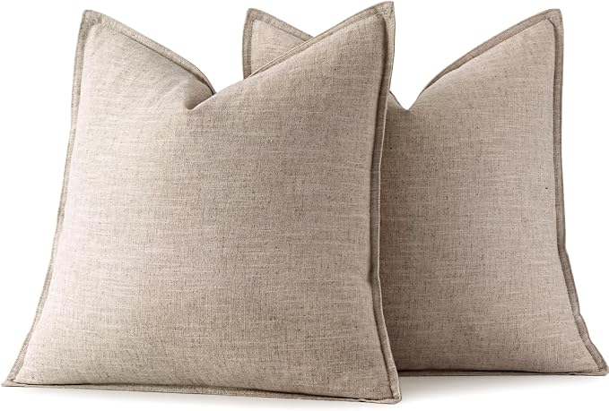 MIULEE Decorative Linen Pillow Covers 20x20 Inch Natural Linen Boho Farmhouse - Image 7