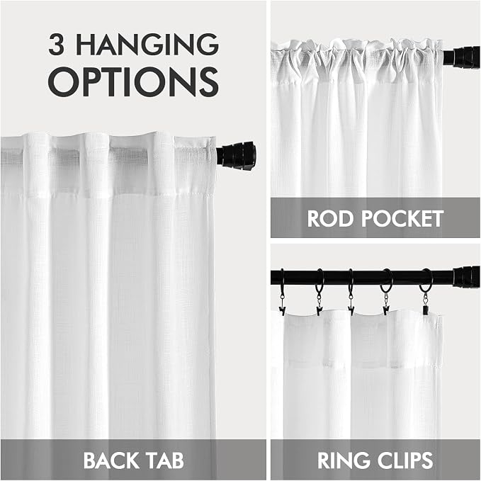 MIULEE White Linen Curtains 105 Inch Long 2 Panels - Image 3