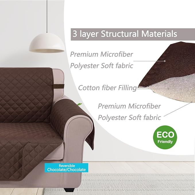U-NICE HOME Reversible Recliner Chair Covers, Chocolate | 28''Recliner Cover - Image 4