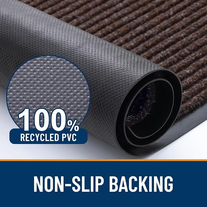 OLANLY Front Door Mat 47x23, Waterproof Heavy-Duty Indoor Outdoor Doormat | Tan - Image 3