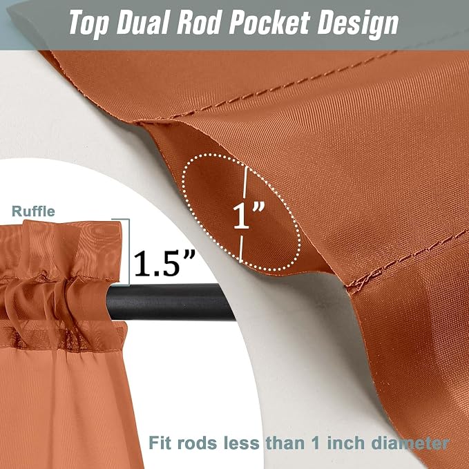 Orange Sheer Curtains 84 Inches Long 2 Panels, Elegant Airy Transparent Light - Image 3