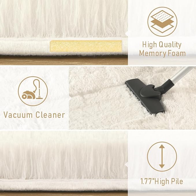 LOCHAS 2x8 Runner Rugs for Hallway, Fluffy Area Rugs for Bedroom, Cream | Ultra - Image 6