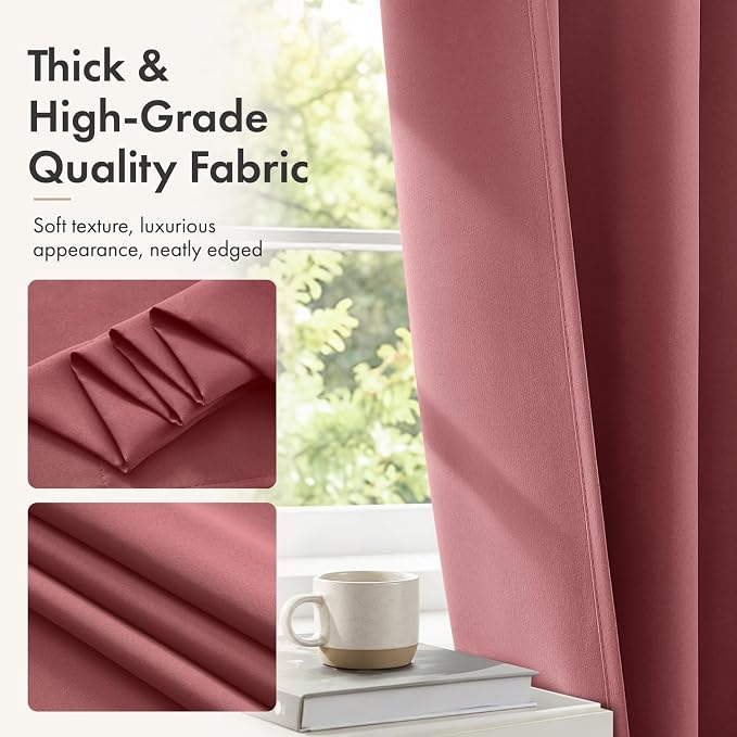 MIULEE Dusty Rose Blackout Curtains 4 Panels Set 72 Inch Length Bedroom | - Image 8