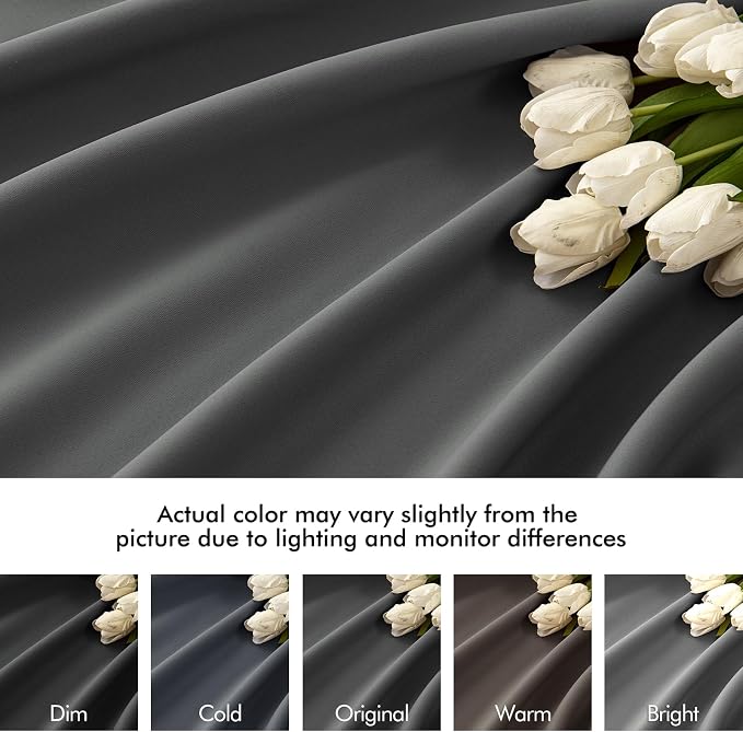 MIULEE Grey Back Tab Blackout Curtains 52x120 Inch Long 2 Panels Set | Rod - Image 8