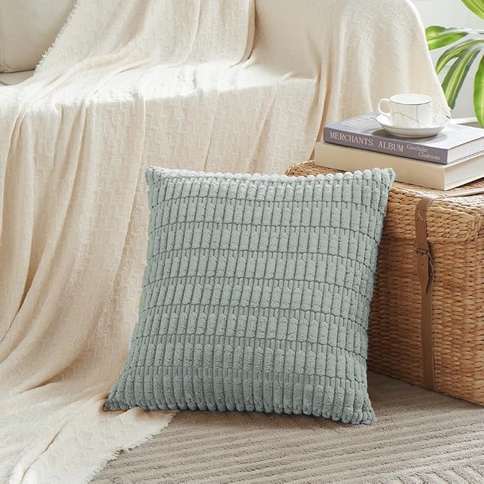 Fancy Homi 4 Packs Grey Blue Decorative Throw Pillow Covers 22x22 Inch - Image 2