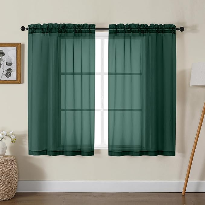 Gwine Hunter Green Sheer Curtains by Gwine