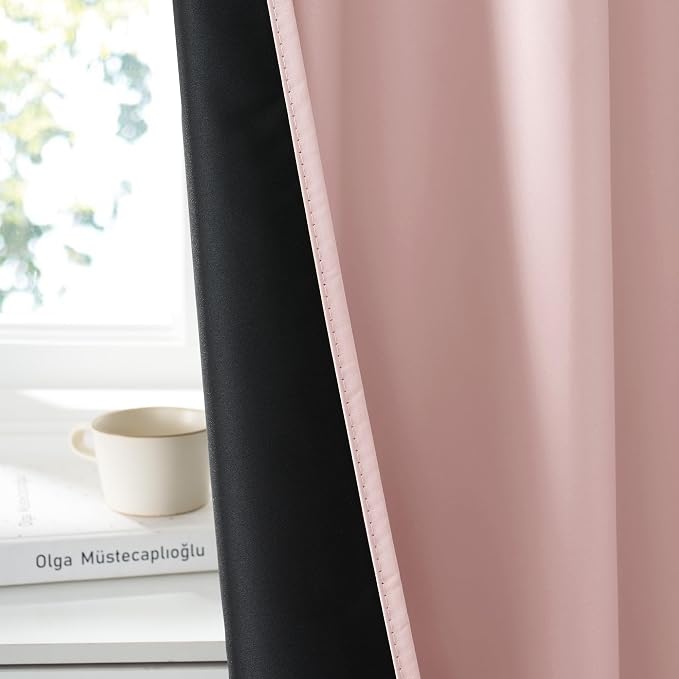 RYB HOME Bedroom Blackout Curtains 63 inches Long, 100% Blackout Thermal - Image 3
