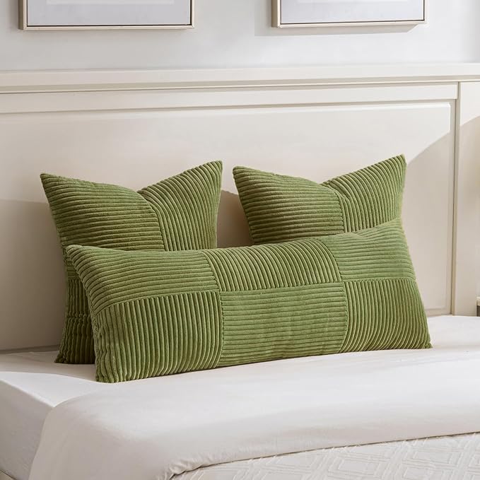 Fancy Homi 2 Packs Moss Green Decorative Throw Pillow Covers 22x22 Inch - Image 5