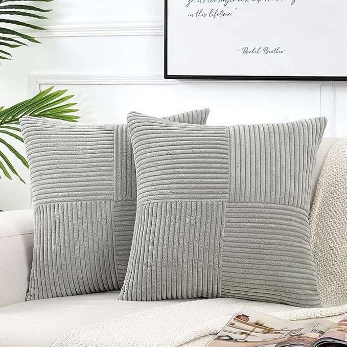 Fancy Homi 2 Packs Grey Big Decorative Throw Pillow Covers 24x24 Inch by Fancy+Homi