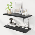 32" Floating Shelves for Wall, 12" Deep Slim Black Floating Shelves, Wall-Mounted Shelves for Bedroom, Living Room, Kitchen, Bathroom - Set of 2