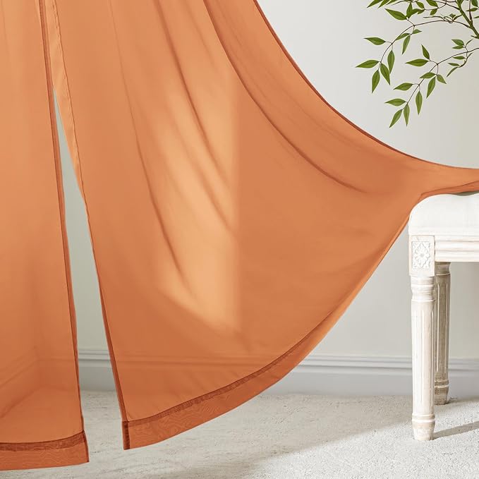 MIULEE Fall Orange Sheer Curtains 72 Inches Long 4 Panels 42 x 72 Inches | - Image 6