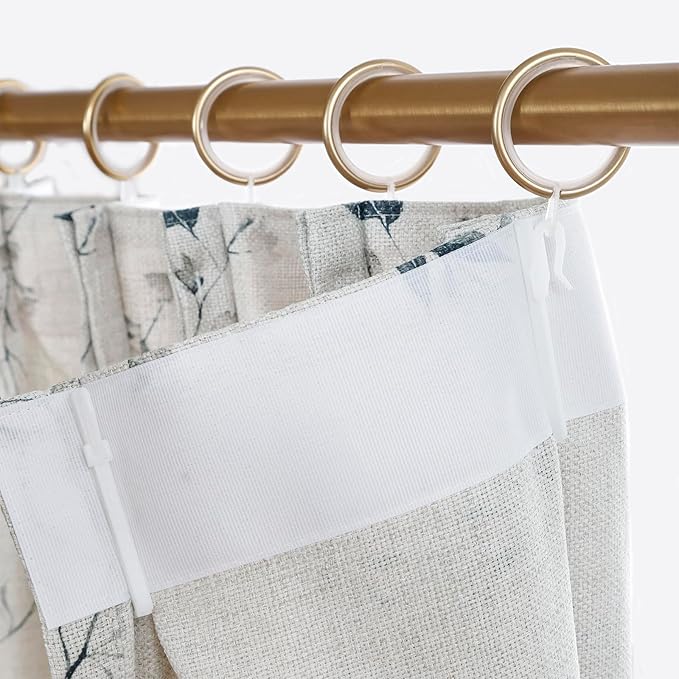 Pinch Pleated Floral Linen Curtains, 100 Inch Wide by 102 Inch Long Printed Curtains for Privacy Light Filtering, Suitable for Living Rooms and Sunrooms.2 Panels
