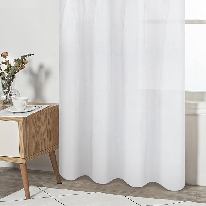 FRAMICS Farmhouse Cotton Linen Curtains, Boho Button Panels, 2 Panels - Image 8