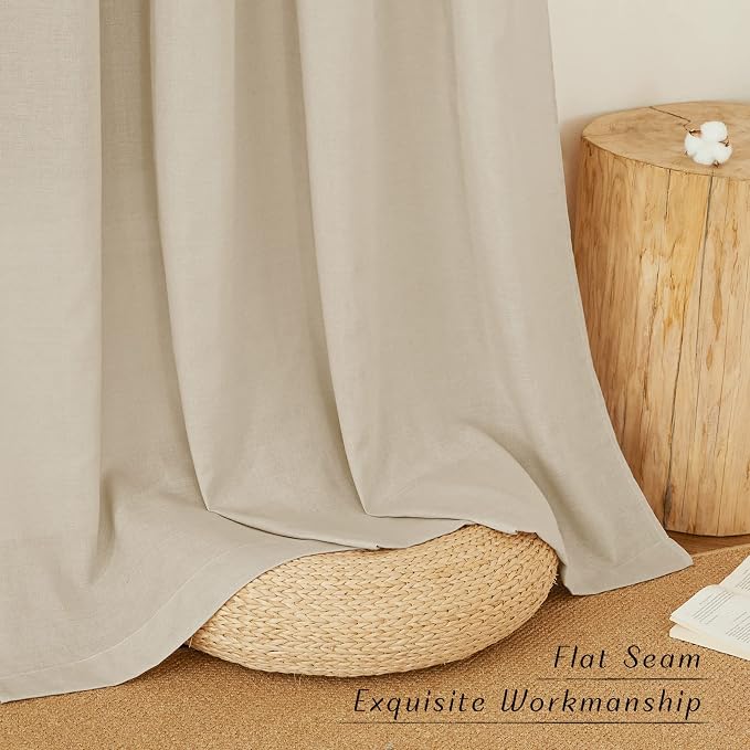 NICETOWN Thick Linen Blend Curtains Flax Textured - Image 2