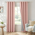 100% Blackout Linen Textured Curtains 84 Inch Long, Blush Pink | 100% Blackout by 100BlackoutShield