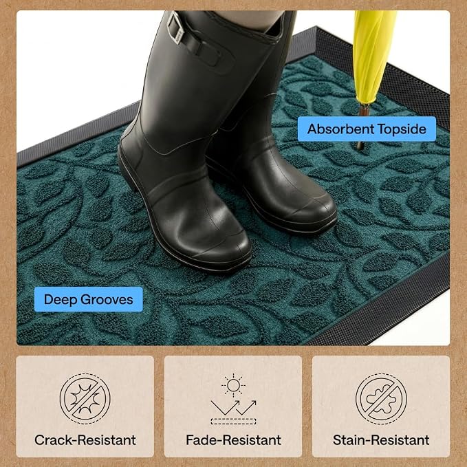 GORILLA GRIP 100% Waterproof All-Season WeatherMAX Doormat 35x23, US Designed - Image 5