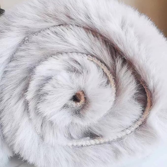 Ghouse Faux Rabbit Fur Round Rug 5ft Grey Round Rugs - Image 5