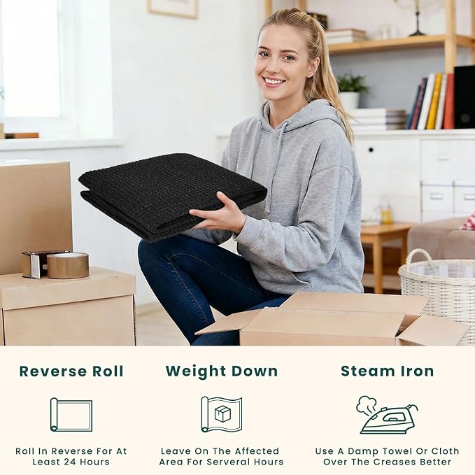 KOZYFLY Black Washable 4x5 Entry Woven Area Rug, Braided Throw Rugs - Image 5