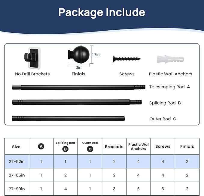 ENJOYBASICS 2 Pack No Drill Curtain Rods - Image 6