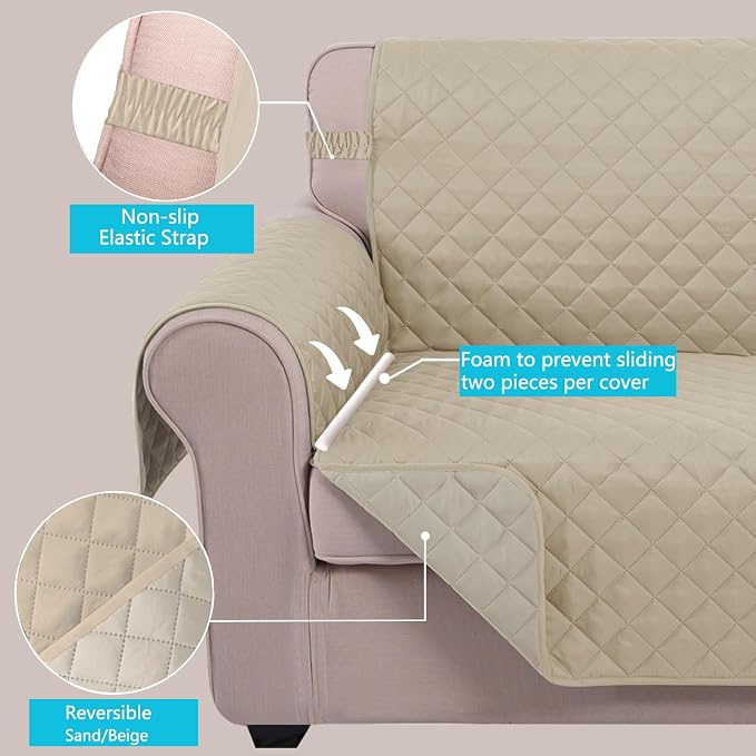 U-NICE HOME Loveseat Sofa Cover Reversible Couch Cover - Image 3