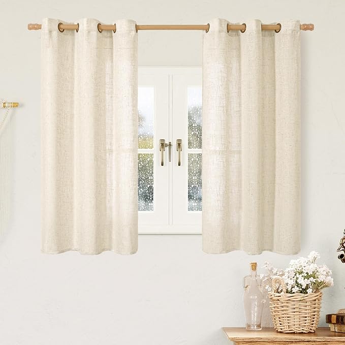 LAMIT Window Linen Curtains 45 Inch Length 2 Panels, 34 x 45 Inch by LAMIT