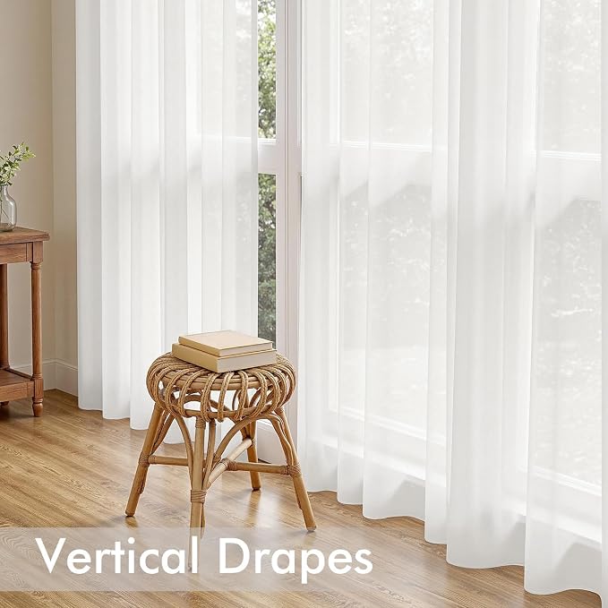 MIULEE Beige White Sheer Curtains 72 Inches Long 4 Panels 42 x 72 Inches | - Image 5