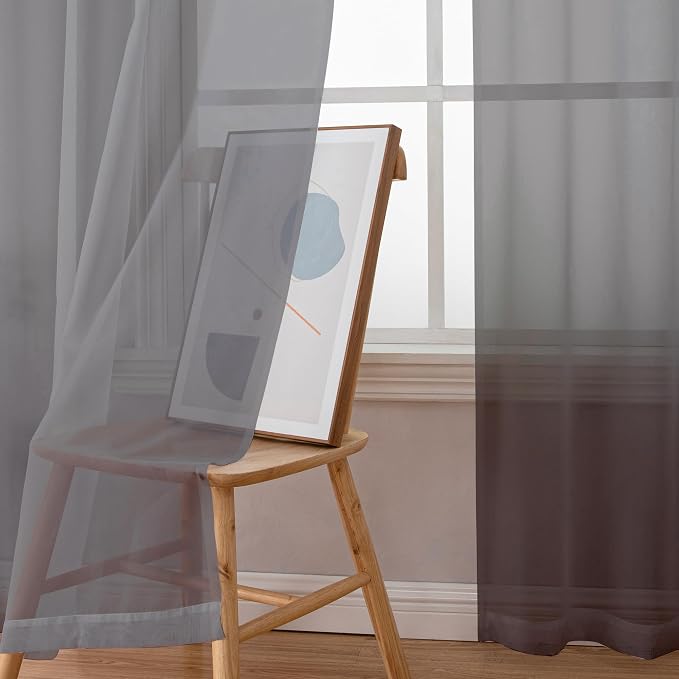 Simplebrand Grey Sheer Curtains 72 Inches Long 2 Panels - Image 3