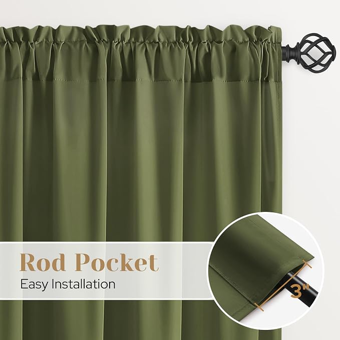 HOMEIDEAS Non-See-Through Olive Green Privacy Sheer Kitchen Curtains, 30 X 36 - Image 5
