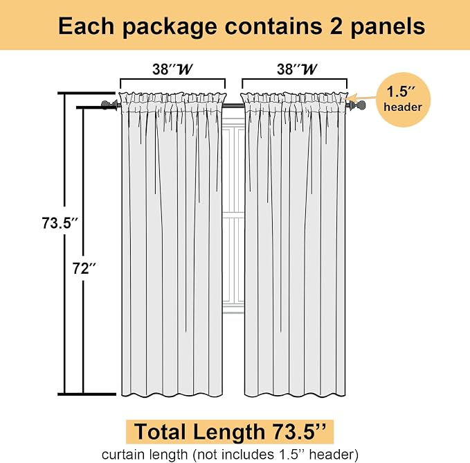 Lecloud Leia 72 Inch Sheer Curtains Sage Green Panels Set of 2, Double Rod - Image 4