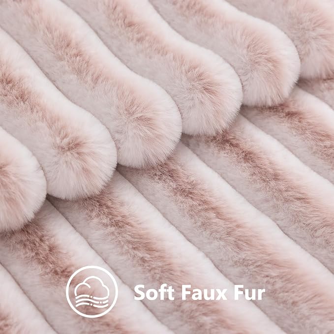 decorUhome Fall Faux Fur Throw Pillow Covers 26x26 Set of 2 Pink White | - Image 3