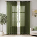 MIULEE Olive Green Sheer Curtains 54 X 45 Inches, 2 Panels | Solid Color by MIULEE