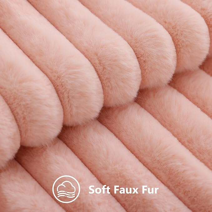 decorUhome Fall Faux Fur Throw Pillow Covers 22x22 Set of 2 Blush Pink | - Image 2