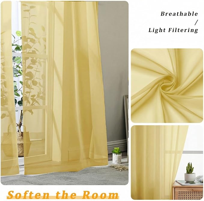 Gwine Sheer Curtains for Bedroom 54 inches Long - Image 5