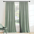 RYB HOME Mint Green Velvet Curtains 102 inches Long, Room Darkening, by RYBHOME