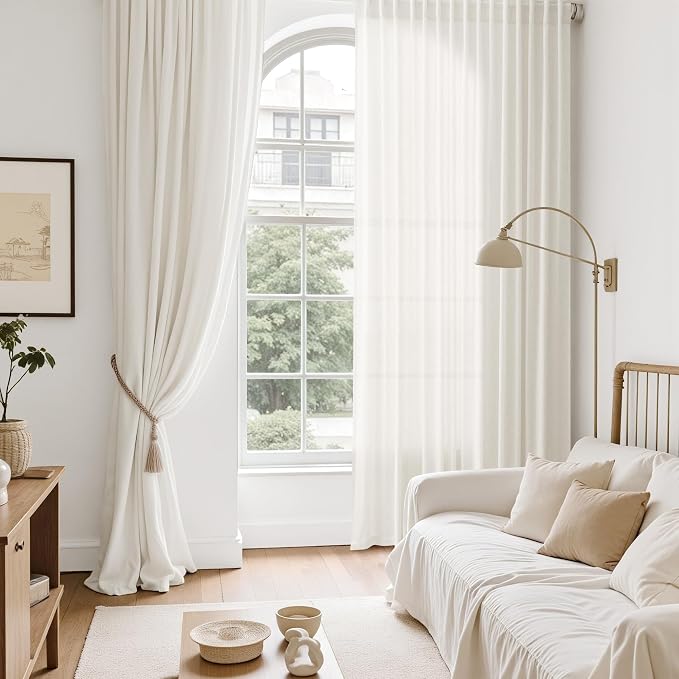 Nanspring Neutral Linen Curtains 96 Inches Long - Image 6
