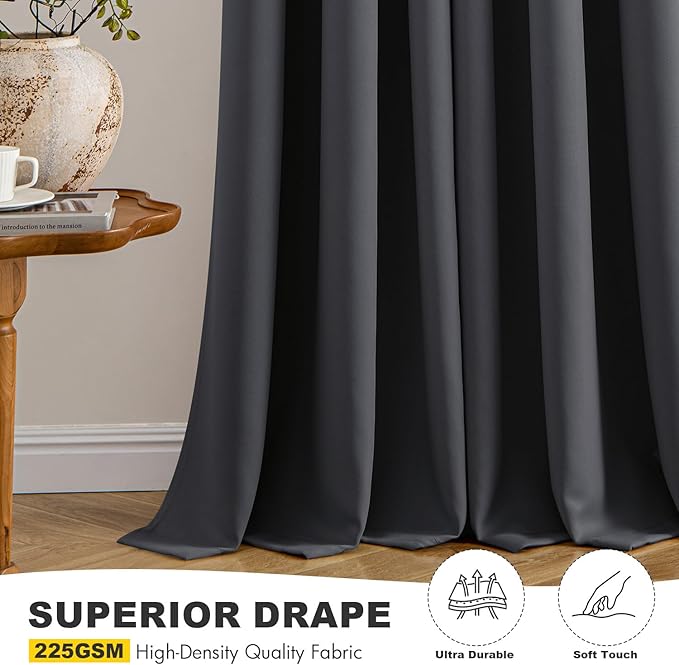 MIULEE Blackout Curtains for Bedroom 2 Panels 34 x 72 Inch Long Dark Grey | - Image 5