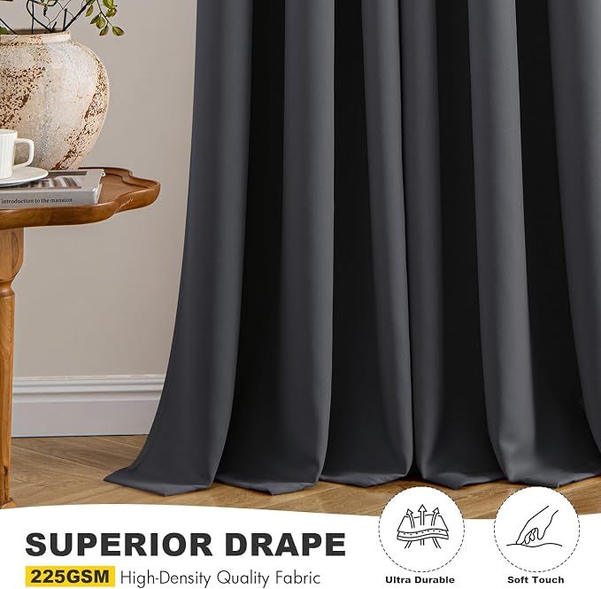 MIULEE Blackout Curtains for Bedroom 2 Panels 40 x 40 Inch Long Dark Grey | - Image 5