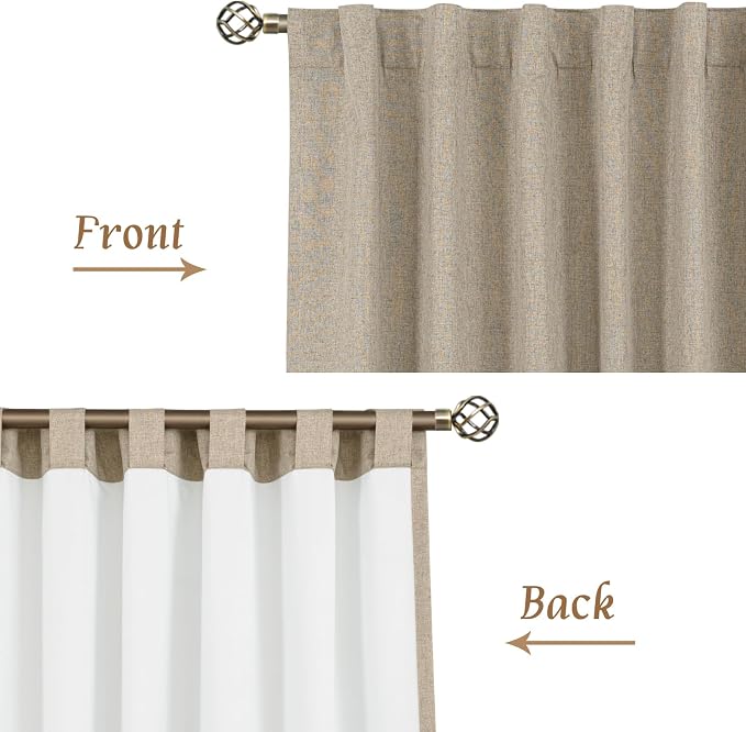 100% Blackout Natural Linen Curtains 78 Inches - Image 8
