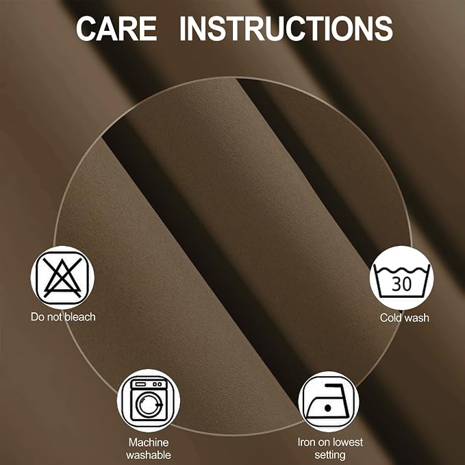 Brown Thermal Blackout Curtains/52 x 45 Inch/Set of 2 Panels Room Darkening - Image 4