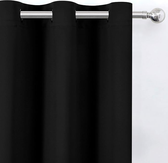 Black Blackout Curtains 34 x 54 Inch Length/Set of 2 Curtain Panels/Thermal - Image 7