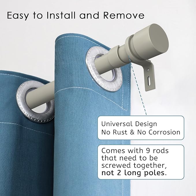 Byondeth Curtain Rods for Windows 16 to 144 Inches Adjustable Length 1 Inch - Image 2