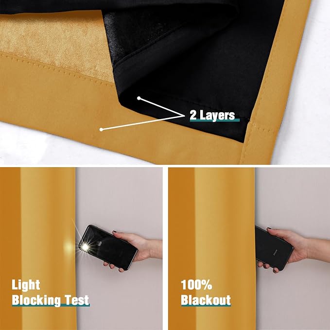 ChrisDowa 100% Blackout Curtains 90 inch Long - Image 4