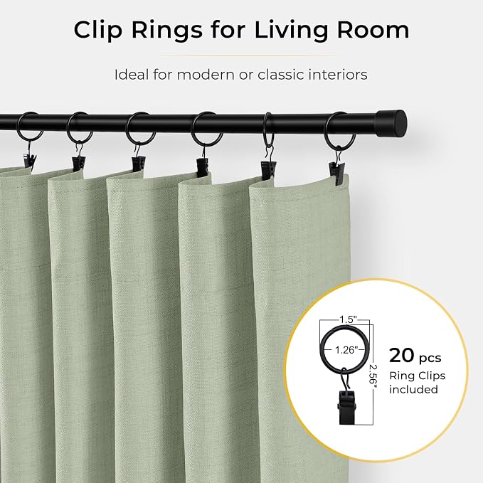 INOVADAY Sage Green Curtains 100% Blackout Curtains - Image 3