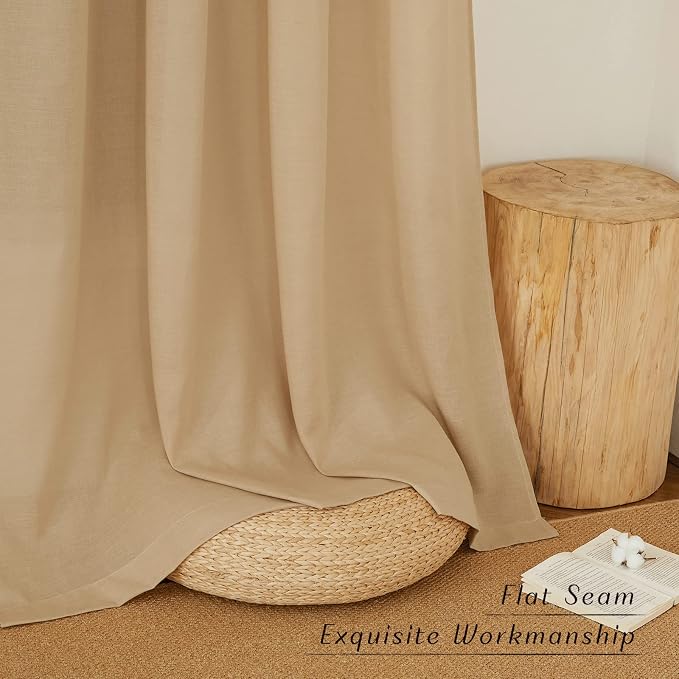 NICETOWN Linen Curtains for Windows 90 inch Long, Grommet Semi Sheer Vertical - Image 7