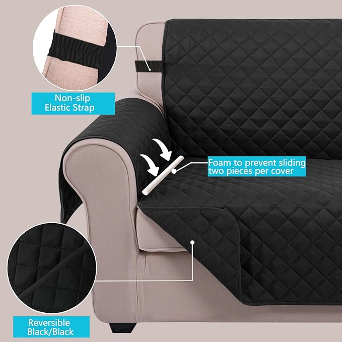 U-NICE HOME Reversible Oversized Chair Covers Quilted Water Repellent Pet - Image 3